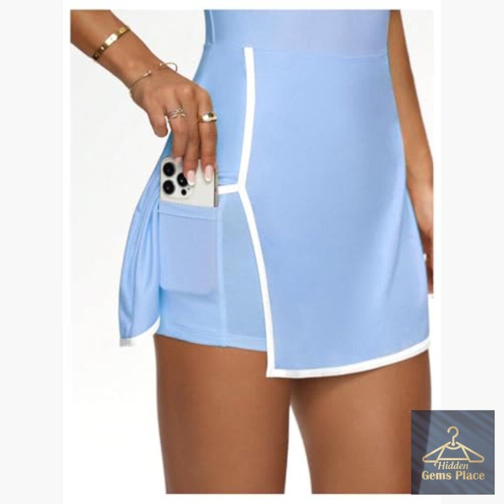 Polyester Tennis Dress with Built-in Shorts Bra Adjustable Straps - Picture 5 of 6